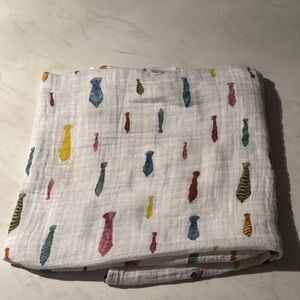 Little Unicorn Boss Baby White Muslin Swaddle with Colorful Tie Print